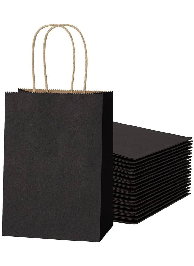 MARKQ [24 Bags] Kraft Paper bags with handles, 22 x 16 x 8 cm Black Gift bags for Birthday Party Favors, Weddings, Crafts, Packaging, Eid  - Image 1