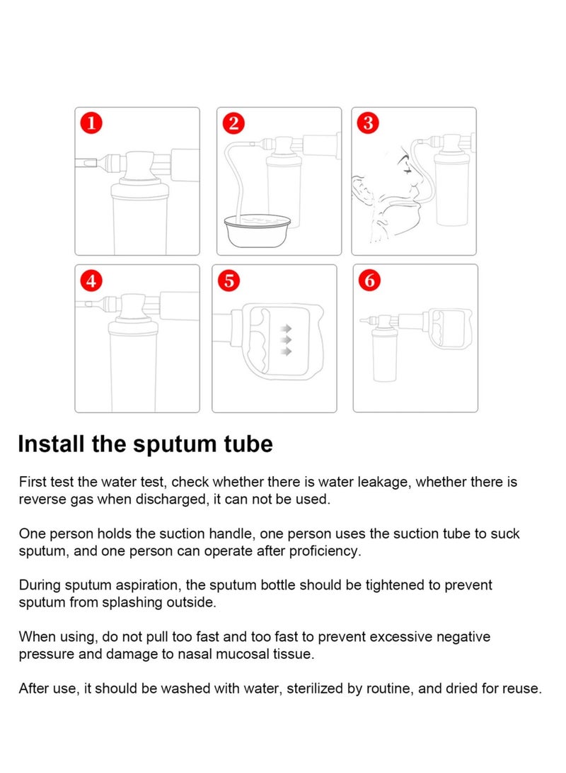 KASTWAVE Mucus Suction Pump, Handheld Transparent Sputum Suction Pump Portable Manual Suction Pump with Disposable Tube, Professional Slurry Suction Pump for Home Care  - Image 3