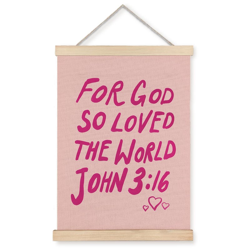 Supwhd Christian Wall Decor  Trendy Preppy Pink Bible Verse Wall Art With Wooden Poster Hanger  Pink Wall Decor  Preppy Wall Decor  Christian Wall Art for Girls Room Dorm Decor  12x16 Inches - Image 1