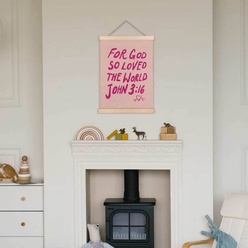 Supwhd Christian Wall Decor  Trendy Preppy Pink Bible Verse Wall Art With Wooden Poster Hanger  Pink Wall Decor  Preppy Wall Decor  Christian Wall Art for Girls Room Dorm Decor  12x16 Inches - Image 3