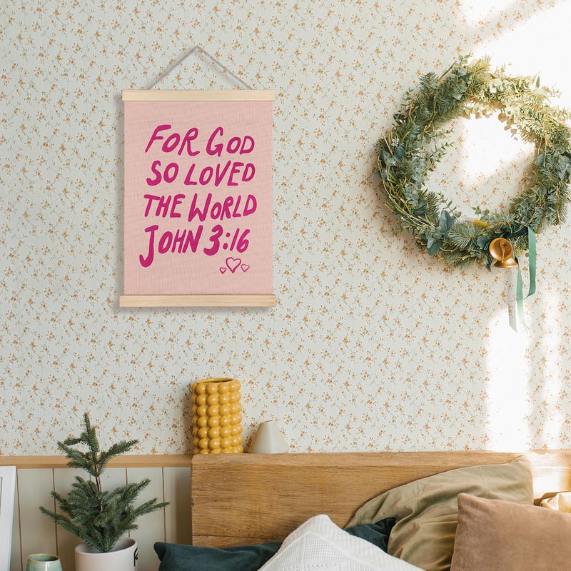 Supwhd Christian Wall Decor  Trendy Preppy Pink Bible Verse Wall Art With Wooden Poster Hanger  Pink Wall Decor  Preppy Wall Decor  Christian Wall Art for Girls Room Dorm Decor  12x16 Inches - Image 2