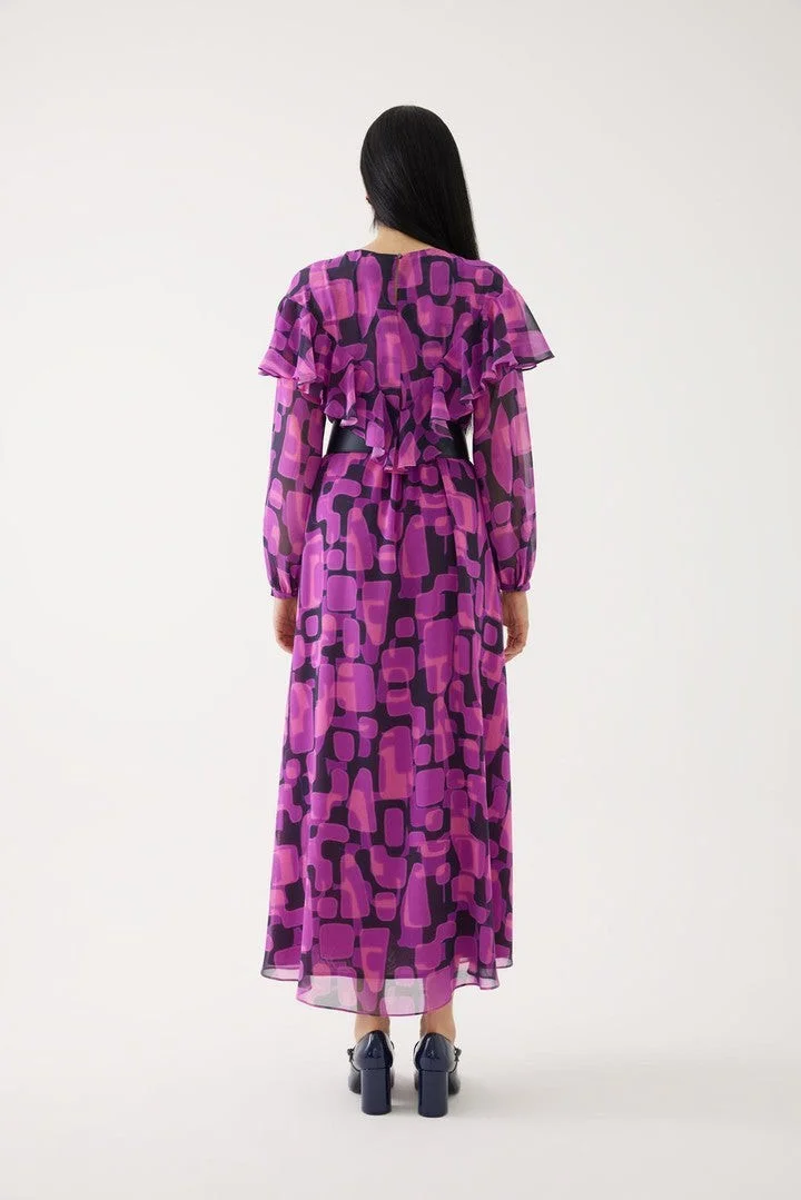 EXQUISE Ruffled Chiffon Dress