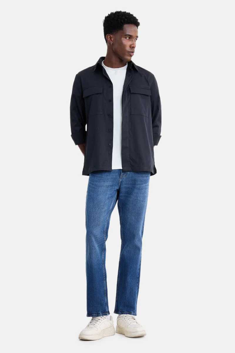 SNITCH Blue Solid Straight Fit Casual Jeans