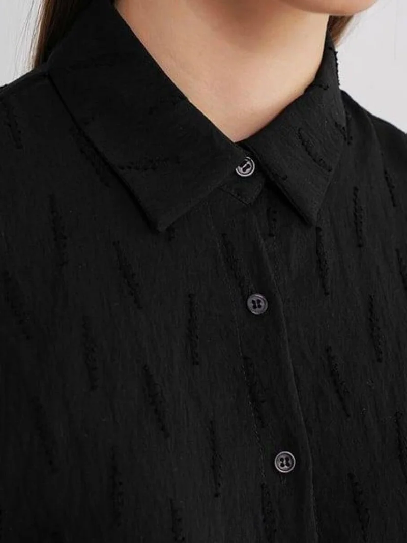 Mixray Black Mixray Textured Poplin Shirt for Women | Best Price UAE