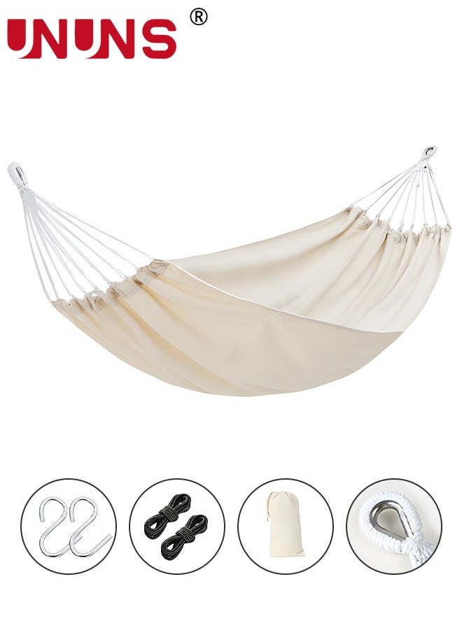 UNUNS - Garden Hammock,Portable Double Classic Canvas Hammock,Portable Hammock With Travel Bag,Perfect For Camping Indoor Patio Backyard,190x150centimeter - Image 1