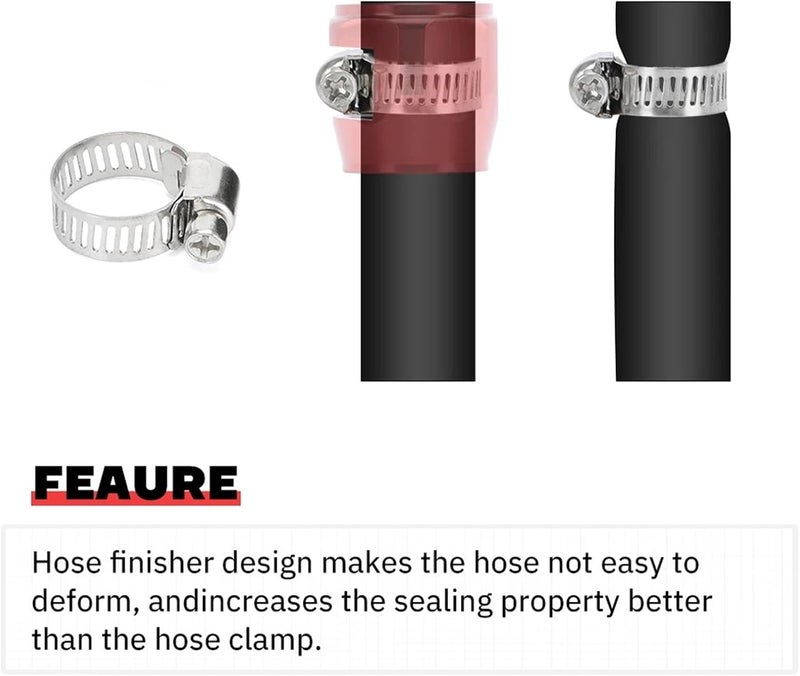 Hose Finisher Clamp 5pc AN4 AN6 AN8 AN10 AN12 Car Hose Finisher Clamp Radiator Modified Fuel Pipe Clip Buckle for Stainless Braided Hoses,Rubber Hoses End Finis(AN12 gold) - Image 5