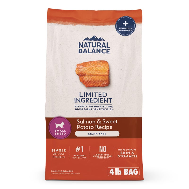Natural Balance Limited Ingredient Small Breed Adult Grain-Free Dry Dog Food, Salmon & Sweet Potato Recipe, 4 Pound (Pack of 1) - Image 1