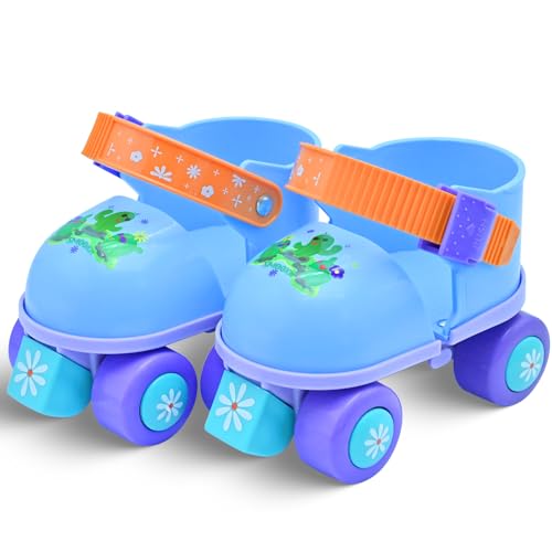 SMOOJOY Toddler Roller Skates for Kids Girls Boys Ages 3-5 Adjustable Quad Skate Shoes for Beginners Blue Rollerskates - Image 1