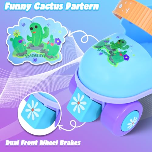 SMOOJOY Toddler Roller Skates for Kids Girls Boys Ages 3-5 Adjustable Quad Skate Shoes for Beginners Blue Rollerskates - Image 2