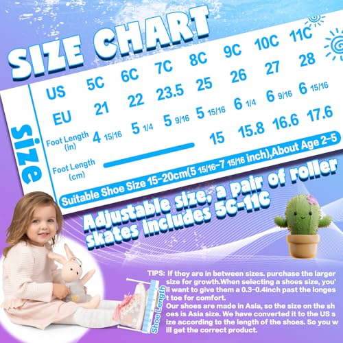 SMOOJOY Toddler Roller Skates for Kids Girls Boys Ages 3-5 Adjustable Quad Skate Shoes for Beginners Blue Rollerskates - Image 5