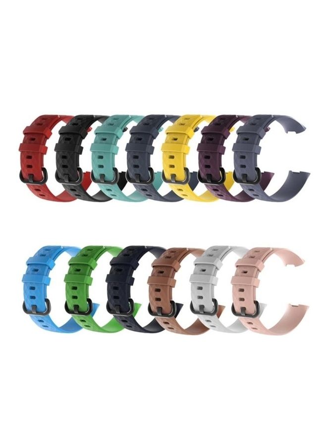 BGM Diamond Pattern Silicone Wrist Strap Watch Band For Fitbit Charge 4 Small Navy Blue - Image 3