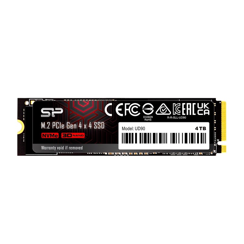 SP Silicon Power سيليكون باور 4 تيرابايت UD90 NVMe 4.0 Gen4 PCIe M.2 SSD R/W تصل إلى 5,000/4,500 ميجابايت/ثانية (SP04KGBP44UD9005) - Image 1