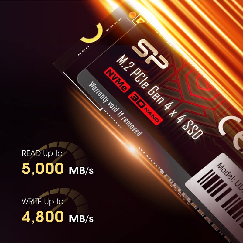 SP Silicon Power سيليكون باور 4 تيرابايت UD90 NVMe 4.0 Gen4 PCIe M.2 SSD R/W تصل إلى 5,000/4,500 ميجابايت/ثانية (SP04KGBP44UD9005) - Image 5