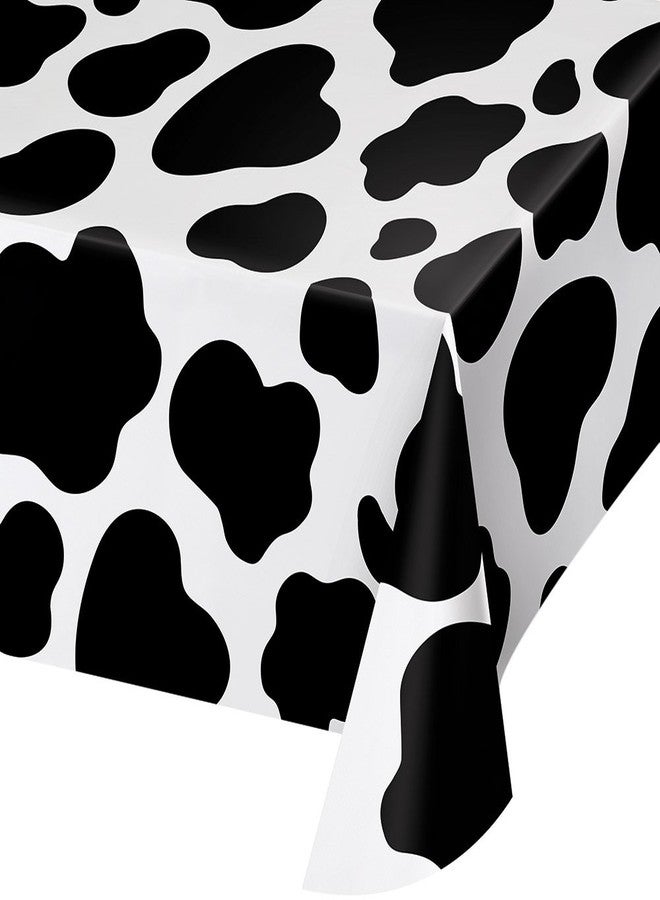 Creative Converting Party Supplies, Cow Print Plastic Tablecover, Tableware, 54 x 108", Multicolor, 1ct - Image 1