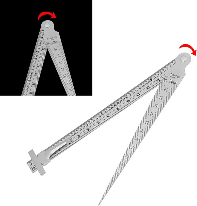 Wal front Stainless Steel Taper Welding Gauge Test Welding Taper Gap Gauge Depth Ruler Hole Inspection Tool - Image 3