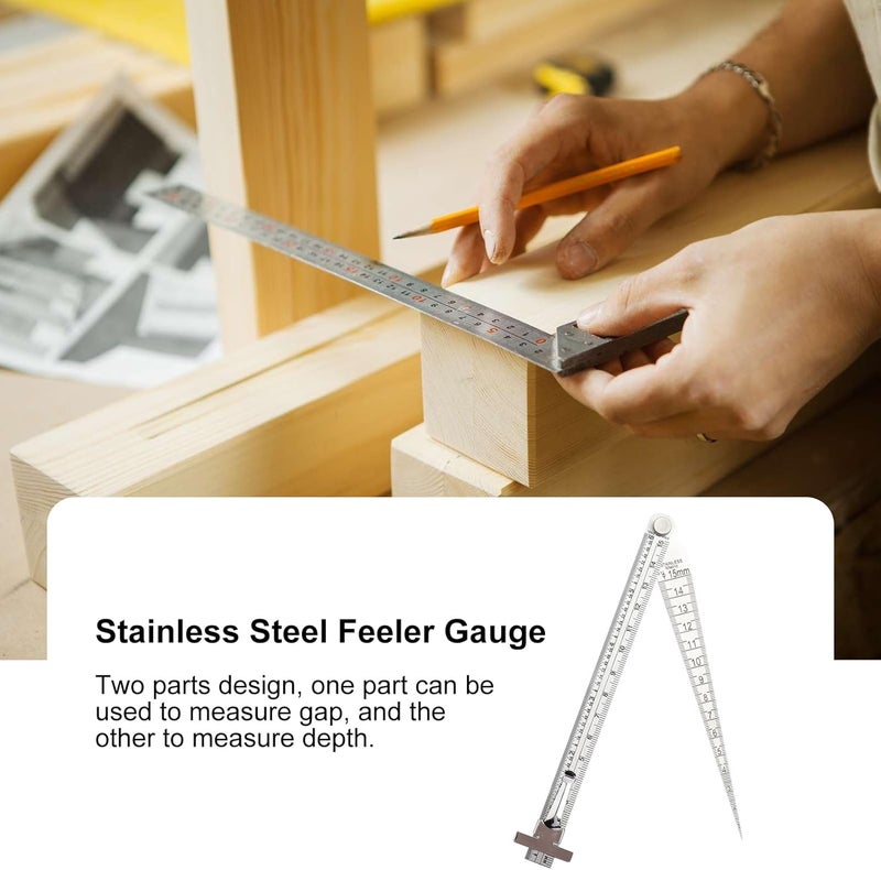 Wal front Stainless Steel Taper Welding Gauge Test Welding Taper Gap Gauge Depth Ruler Hole Inspection Tool - Image 5