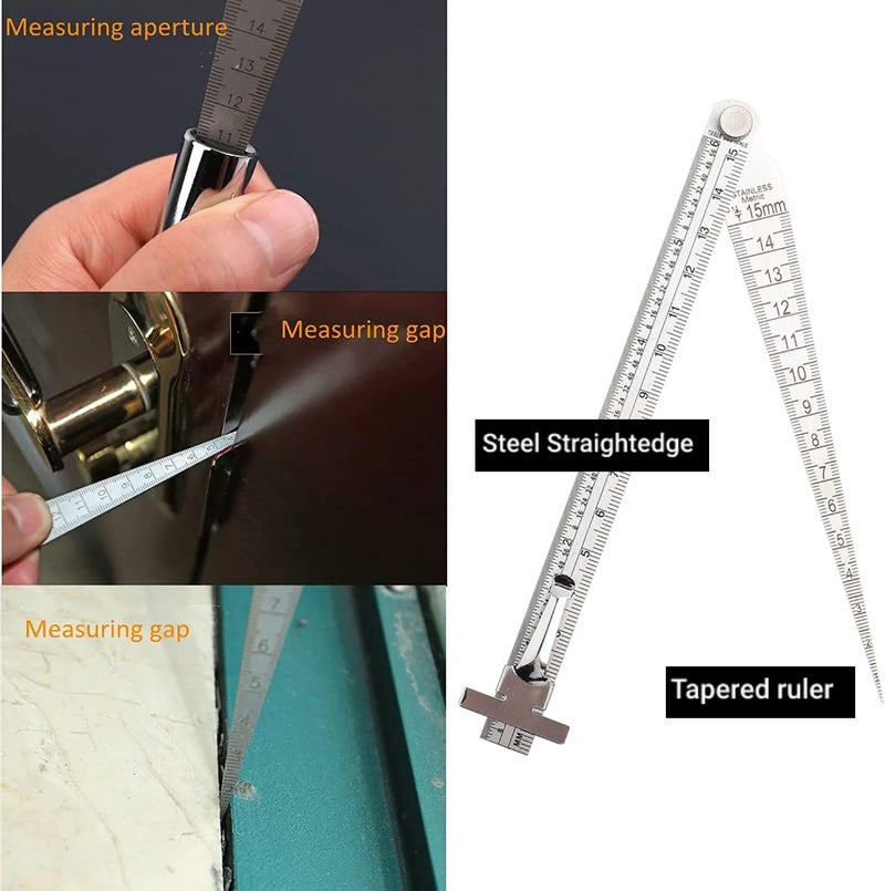 Wal front Stainless Steel Taper Welding Gauge Test Welding Taper Gap Gauge Depth Ruler Hole Inspection Tool - Image 4