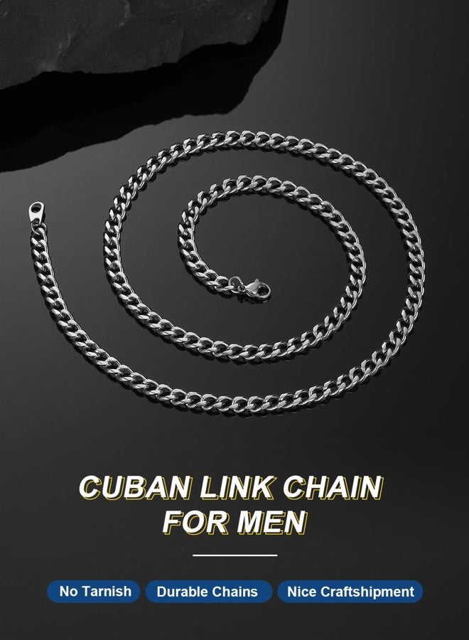 ChainsPro Men Chunky Miami Cuban Chain Necklace, Custom Available, 4.8/6/10/14mm Width, 18/20/22/24/26/28/30inch Length, Gold Plated/Stainless Steel/Black, Send Gift Box, 18 inches, Stainless Steel, - Image 2
