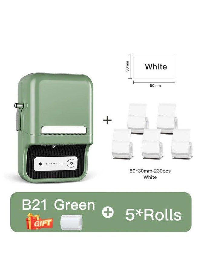 نيمبوت طابعة ملصقات B21 بلوتوث بدون حبر مع لفة واحدة من ملصقات الملصقات البيضاء 50 × 30 مم، ماكينة ملصقات حرارية محمولة بعرض طباعة 20-50 مم، رائعة للملابس والعناوين والأعمال التجارية والسوبر ماركت ومتاجر البيع بالتجزئة وطباعة الباركود، باللون الأخضر - Image 4