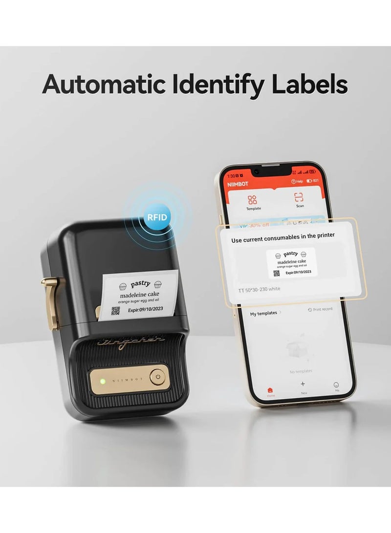 نيمبوت طابعة ملصقات B21 بلوتوث بدون حبر مع لفة واحدة من ملصقات الملصقات البيضاء 50 × 30 مم، ماكينة ملصقات حرارية محمولة بعرض طباعة 20-50 مم، رائعة للملابس والعناوين والأعمال التجارية والسوبر ماركت ومتاجر البيع بالتجزئة وطباعة الباركود، باللون الأخضر - Image 5