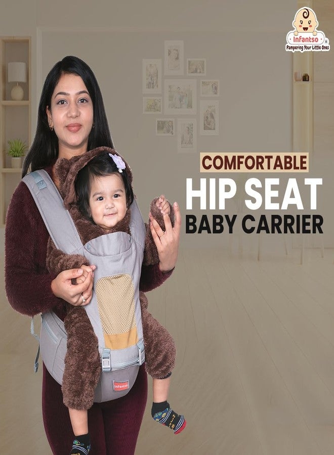 Infantso Premium Hip Seat Baby Carrier with 6 Adjustable Carry Positions, Carrier for 0 to 3 Years Baby with Hip Seat, Kangaroo Style Bag, Baby Carrying Bag for Newborn to Toddler, Weight Upto 15kgs - Image 3