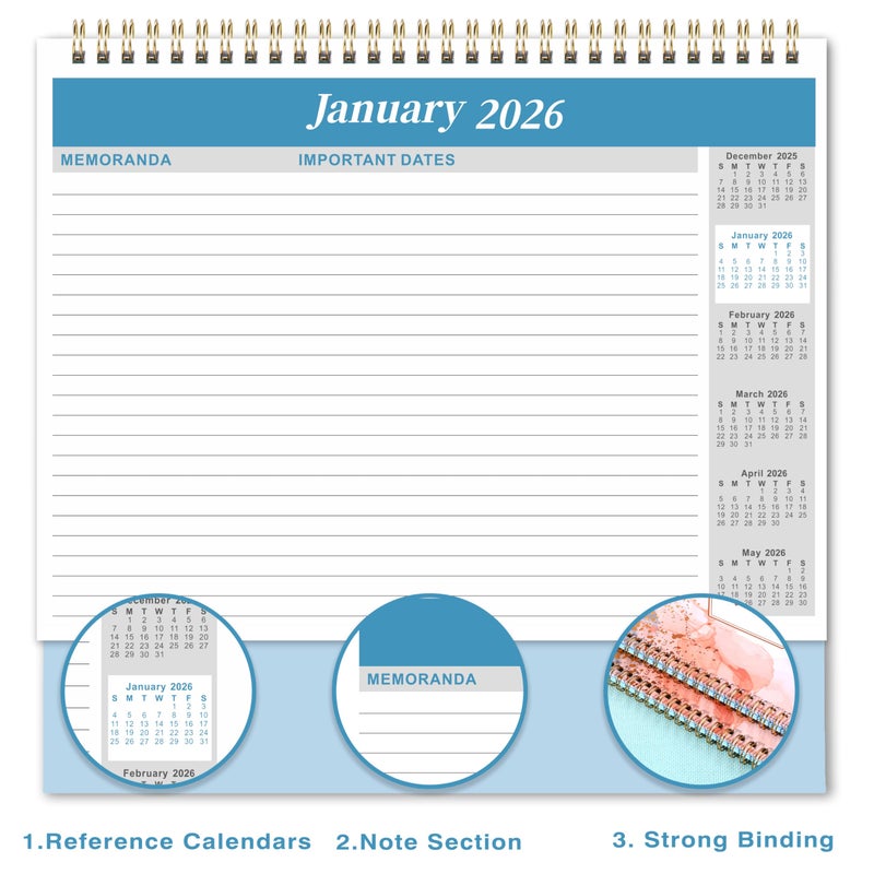 Coboll 2026 Desk Calendar - 12 Months Desk Calendar 2026, January - December, 9.8'' x 8.3'', Standing Flip Desktop Calendars with 4 More Months Reference Calendars - Image 4