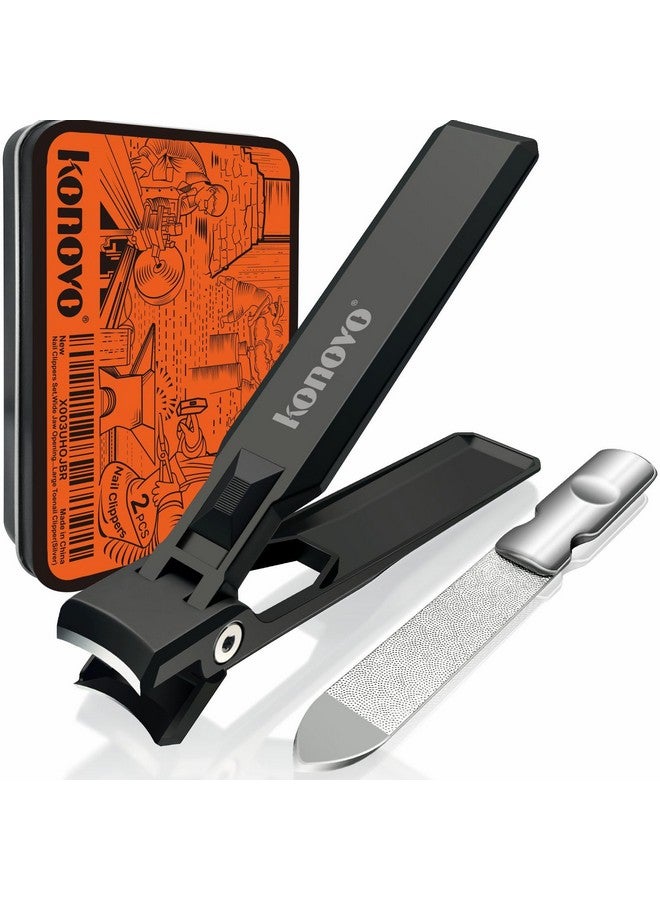 konovo Nail Clippers Set, Ultra Sharp Sturdy Fingernail And Toenail Clipper Cutters With Visibly Tin Case, Large Toenail Clipper(Silver) - Image 1