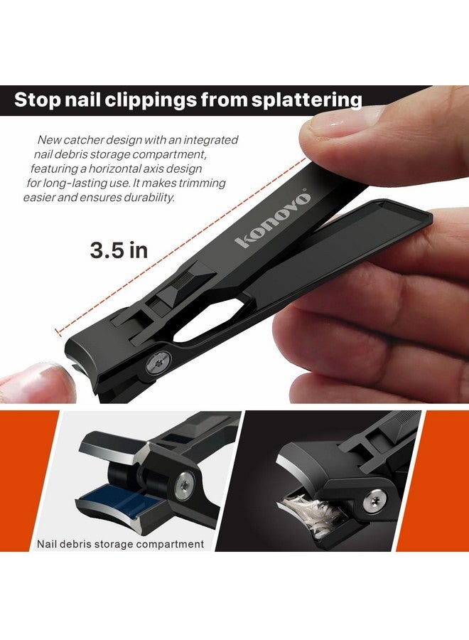 konovo Nail Clippers Set, Ultra Sharp Sturdy Fingernail And Toenail Clipper Cutters With Visibly Tin Case, Large Toenail Clipper(Silver) - Image 3