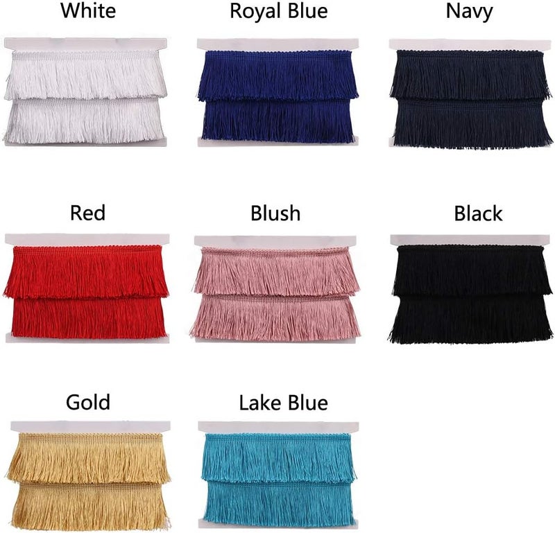 None/Brand Fringe Trim Tassel Lace 2.5Inch Width 5 Yards Long for Clothes Accessories Latin Wedding Dress and DIY Lamp Shade Decoration (Royal Blue, 2.5Inch) - Image 3