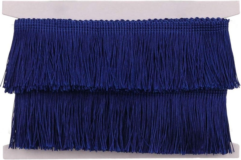 None/Brand Fringe Trim Tassel Lace 2.5Inch Width 5 Yards Long for Clothes Accessories Latin Wedding Dress and DIY Lamp Shade Decoration (Royal Blue, 2.5Inch) - Image 1