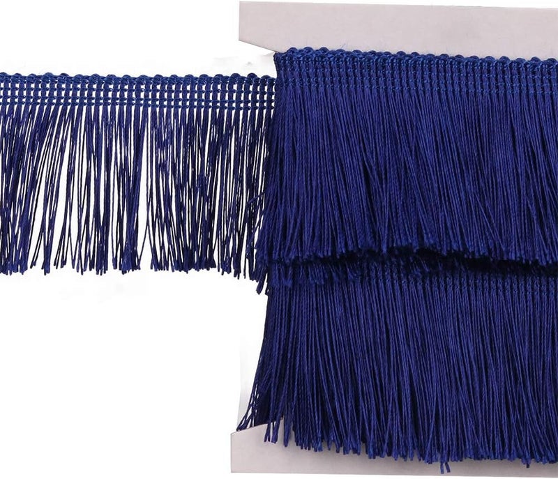 None/Brand Fringe Trim Tassel Lace 2.5Inch Width 5 Yards Long for Clothes Accessories Latin Wedding Dress and DIY Lamp Shade Decoration (Royal Blue, 2.5Inch) - Image 2
