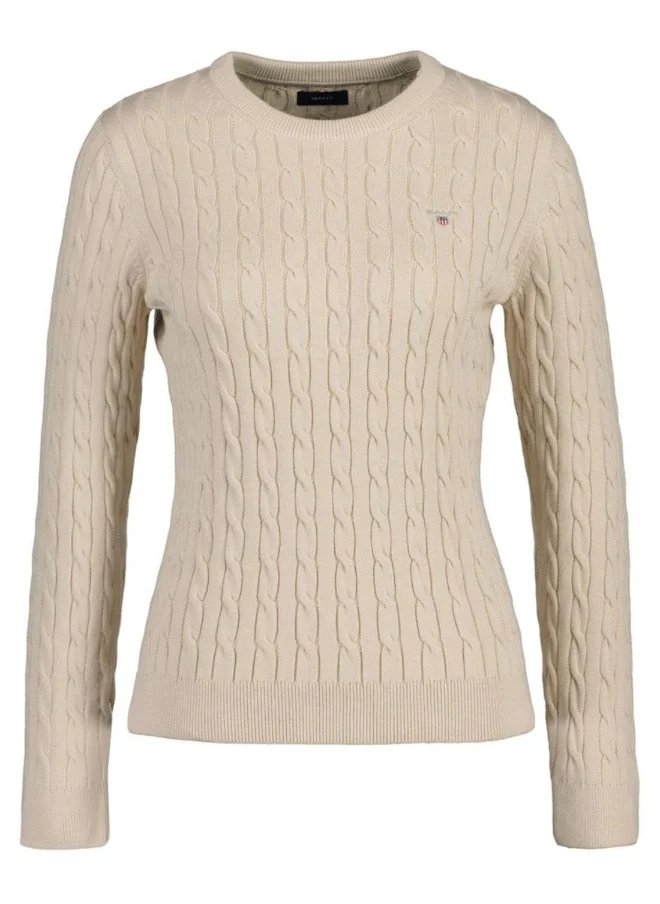 غانت Gant Teen Girls Cotton Cable Crew Neck Sweater
