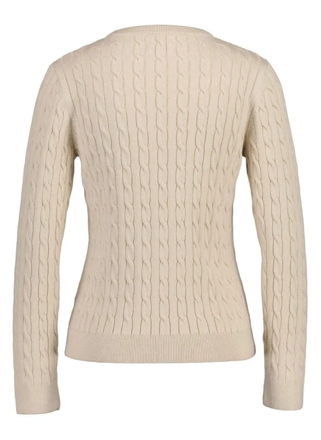غانت Gant Teen Girls Cotton Cable Crew Neck Sweater