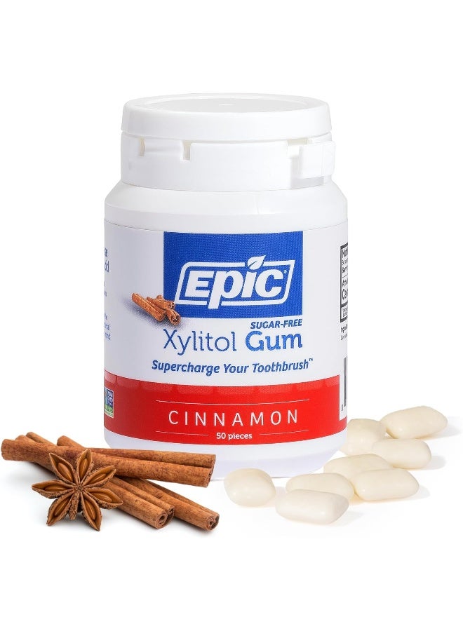Epic 100% Xylitol Cinnamon Chewing Gum - Sugar Free, Aspartame Free Dental Gum - Supports Oral Health & Fresh Breath - 50 Pieces - Image 1