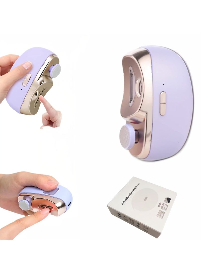 Multifunctional Electric Nail Clipper 2-in-1 Trimming and Polishing, Curved Blade, 360-Degree Rotating File, LED Light, Silent, ABS Body, Dual Motors, Portable, USB-C Charging Port - Image 1