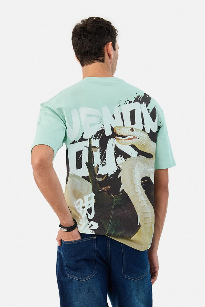SNITCH Venom Digital Puff Print Oversized T-Shirt