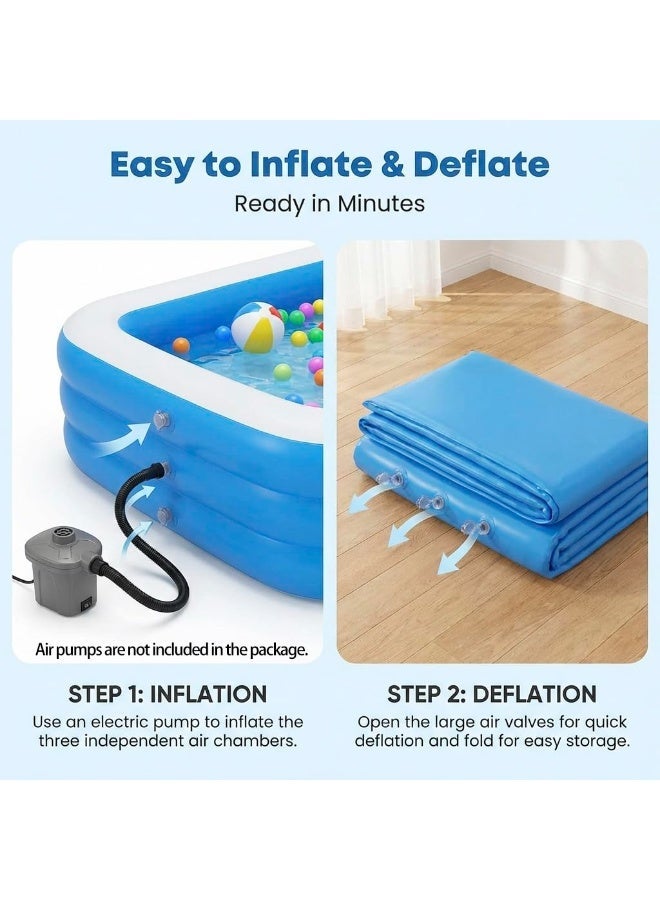 Inflatable Swimming Pool 81.9”×51.2”×19.7” Large Inflatable Pools, Blow Up Pools Durable Family Pool for Summer Water Party, Outdoor, Garden Backyard(208×165×50CM) - Image 3