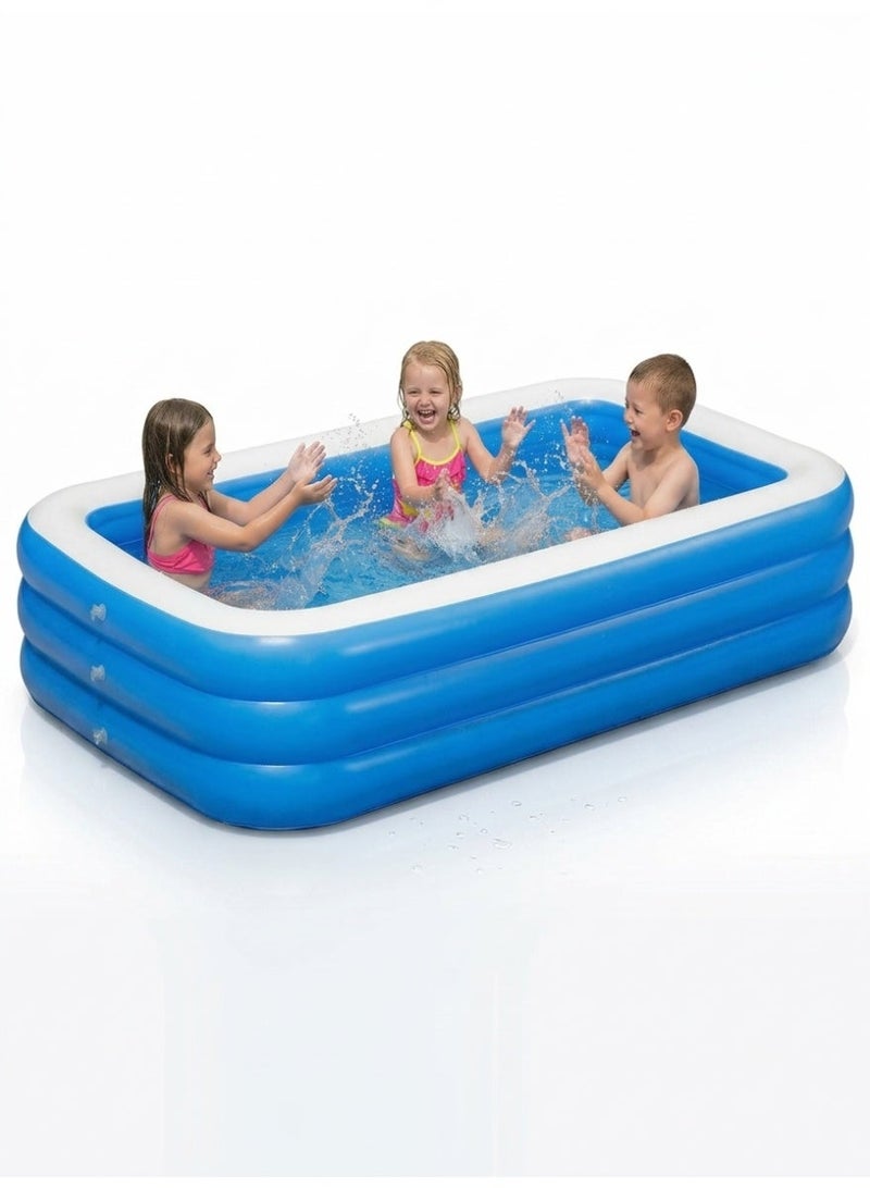 Inflatable Swimming Pool 81.9”×51.2”×19.7” Large Inflatable Pools, Blow Up Pools Durable Family Pool for Summer Water Party, Outdoor, Garden Backyard(208×165×50CM) - Image 1