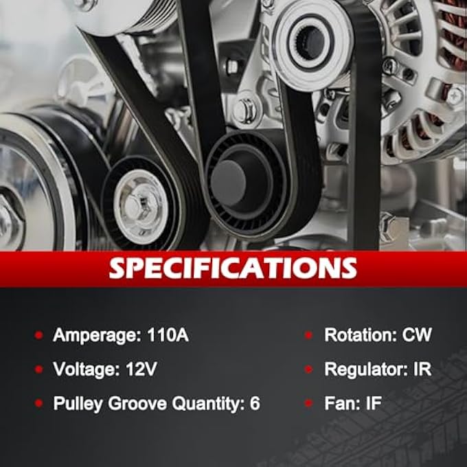 Autodevil 13900 Alternator 12V 110A Fits for QX4 Pathfinder V6 3.5L 2001 2002 Replace OE 231002W400, 90251168, 12286, 139524 - Image 3