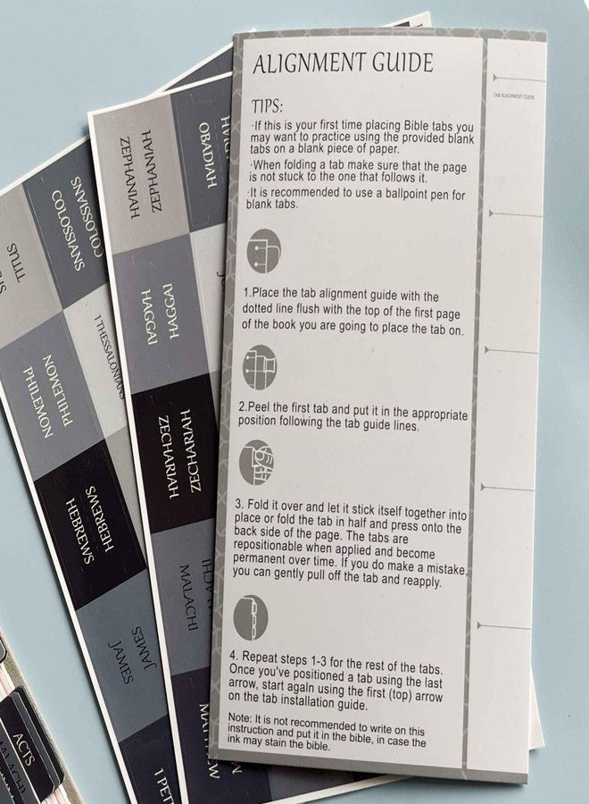 Thinkor Reposition Laminated Bible Tabs, Large Print Stickers, Easy to Read and Apply Bible Tabs for Women and Man (Gray Blue) - Image 3