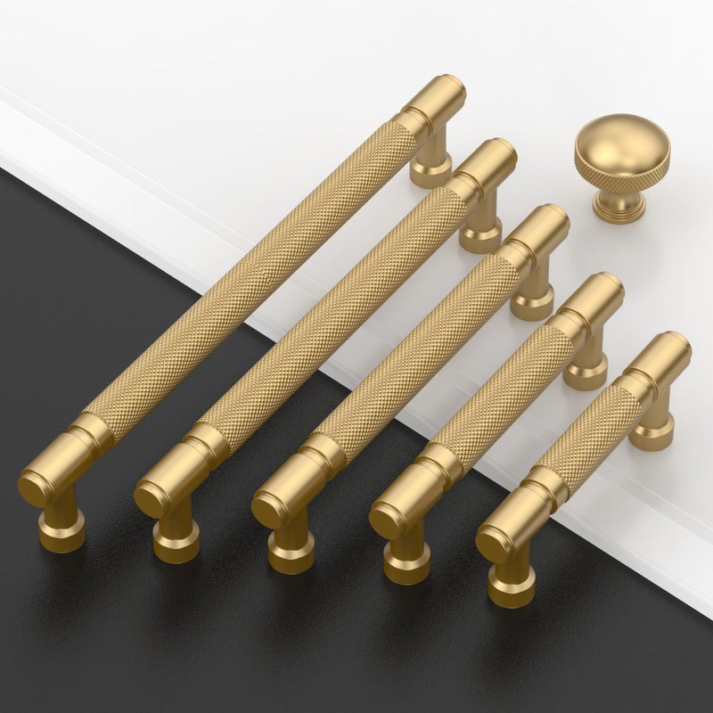 Amerdeco 10 Pack Champagne Bronze knurled Cabinet Pulls 5 Inch(128mm) Hole Center Drawer Pulls Cabinet Hardware Kitchen Cabinet Handles for Bathroom ZH0072 - Image 3