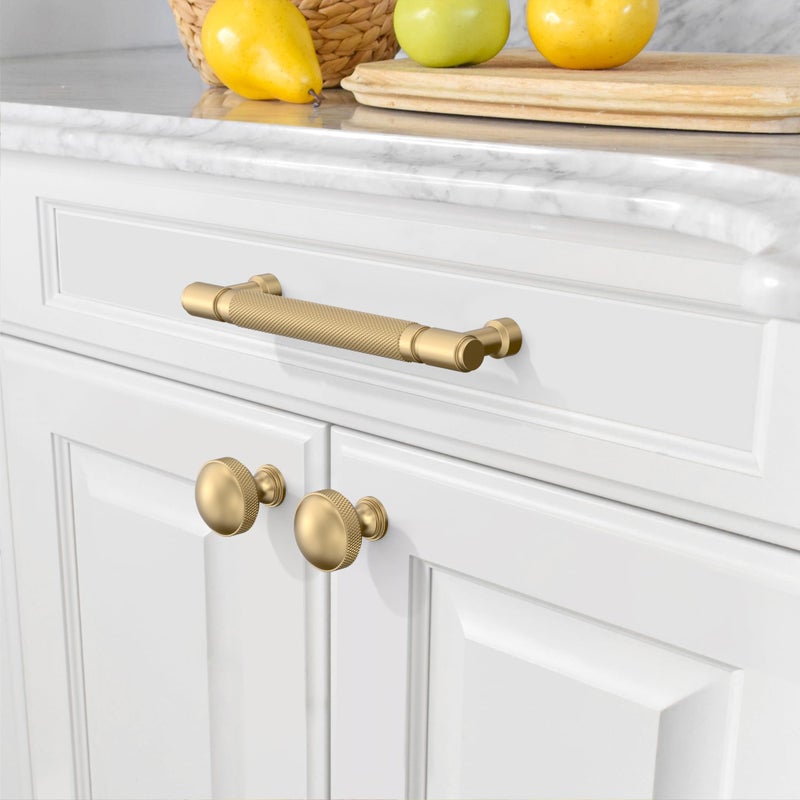 Amerdeco 10 Pack Champagne Bronze knurled Cabinet Pulls 5 Inch(128mm) Hole Center Drawer Pulls Cabinet Hardware Kitchen Cabinet Handles for Bathroom ZH0072 - Image 4