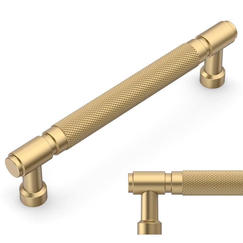 Amerdeco 10 Pack Champagne Bronze knurled Cabinet Pulls 5 Inch(128mm) Hole Center Drawer Pulls Cabinet Hardware Kitchen Cabinet Handles for Bathroom ZH0072 - Image 1