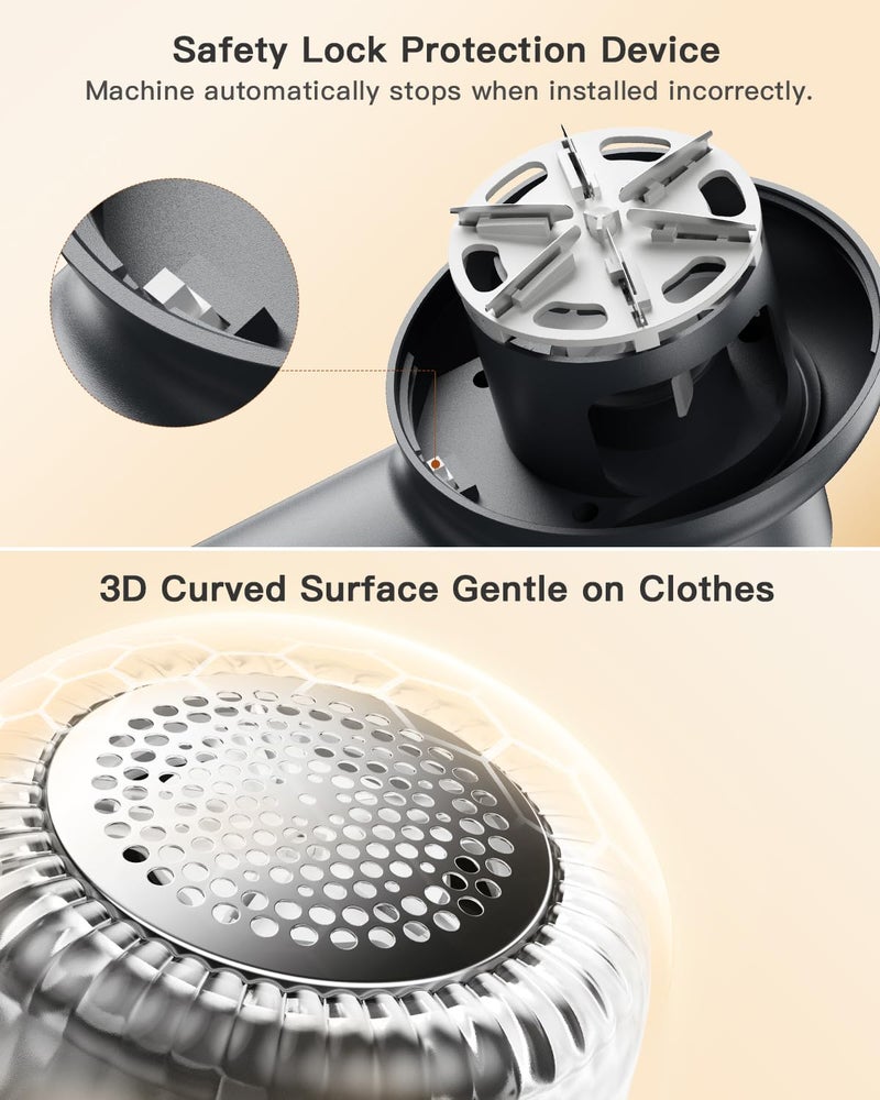 coldSky Rechargeable Fabric Shaver, Lint Shaver with Digital Display, Sweater Shaver with 6-Leaf Blades and Safety Lock, 3-Speeds Defuzzer Remove Fuzz, Pills from Clothes, Furniture, Sofa, Dark Gray - Image 5