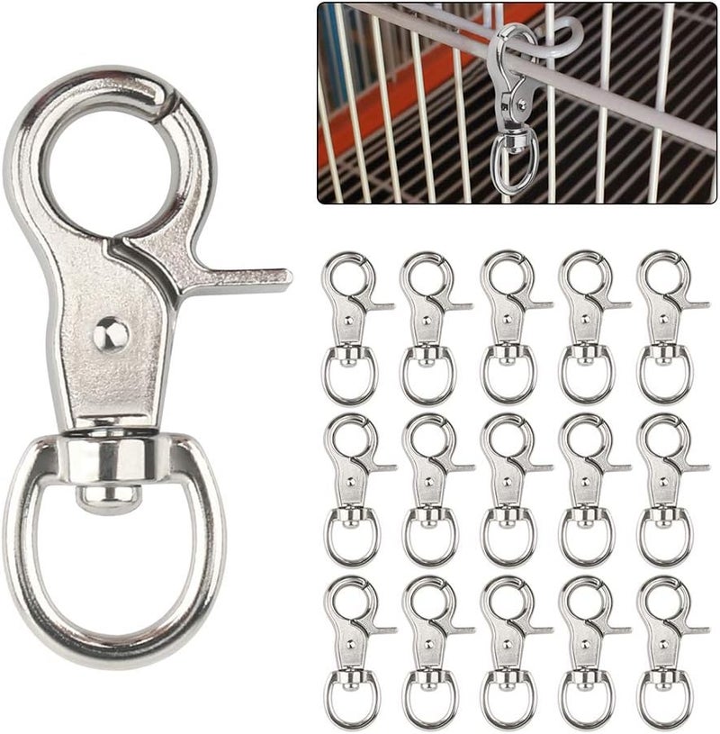 HOSUKKO 15PCS Trigger Snap Hooks,360 Degree Heavy Duty Snaps Swivel Lobster Clasps,Stainless Steel Swivel Claw Clips for Pet Cages,Dog Leash,Camera Straps,Snap Hook Purse - Image 1