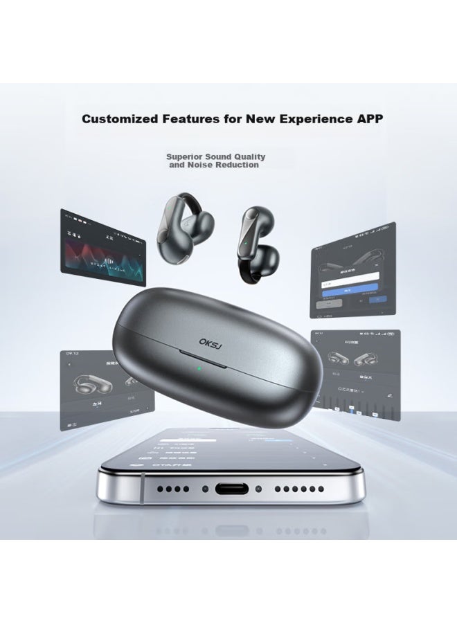 Oksj clip-on Bluetooth Earphones Bone Conduction Concept Wireless Open-ear Running Sports Earphones With Noise Reduction For Huawei, Xiaomi, Apple - Image 1