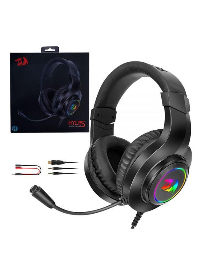 HYLAS H260 RGB Gaming Headphone, 50mm Audio Drivers, Passive Noise Isolation, 3.5mm Audio & Mic Jack, USB-A Connector, 6ft Cable Length, Compatible with Xbox One, PS4, PS5, PCs, Laptops and Nintendo Switch, H260-RG Black