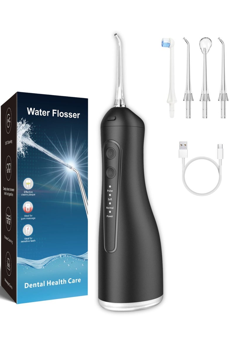 Reva Cordless Rechargeable Water Flosser For Teeth Cleaning (Black) – Portable IPX7 Waterproof Oral Irrigator with 4 Modes, 4 Jet Tips & 300ml Tank – Ideal For Braces & Dental Care  - Image 1