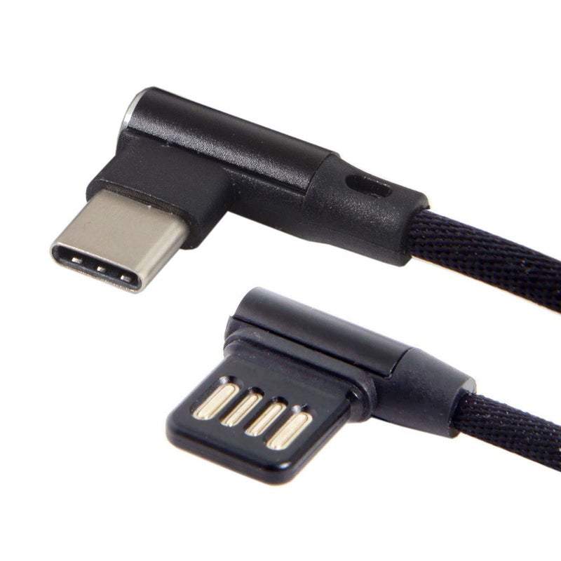 Cablecc Right Angle Micro USB and USB-C Cable – 15cm 90-Degree USB 2.0 Data Cable with Sleeve for Tablets & Phones - Image 2