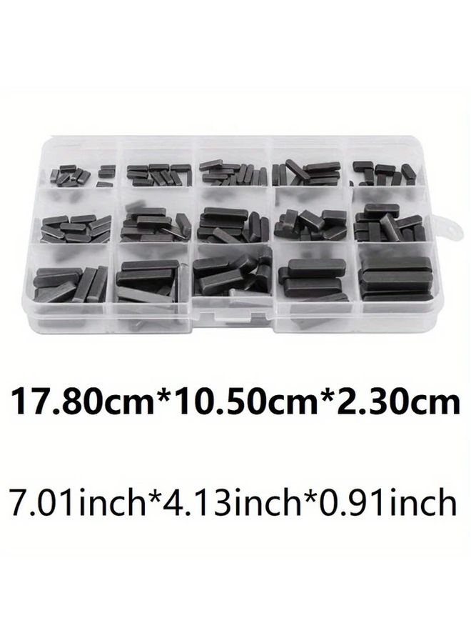 Black 175 Pcs Stainless Steel Feather Key Set 3mm to 6mm Round Ended Parallel Shaft Keys - Image 2